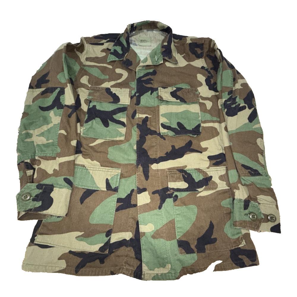 Vintage US Military Woodland Camo BDU Combat Jacket Medium Regular